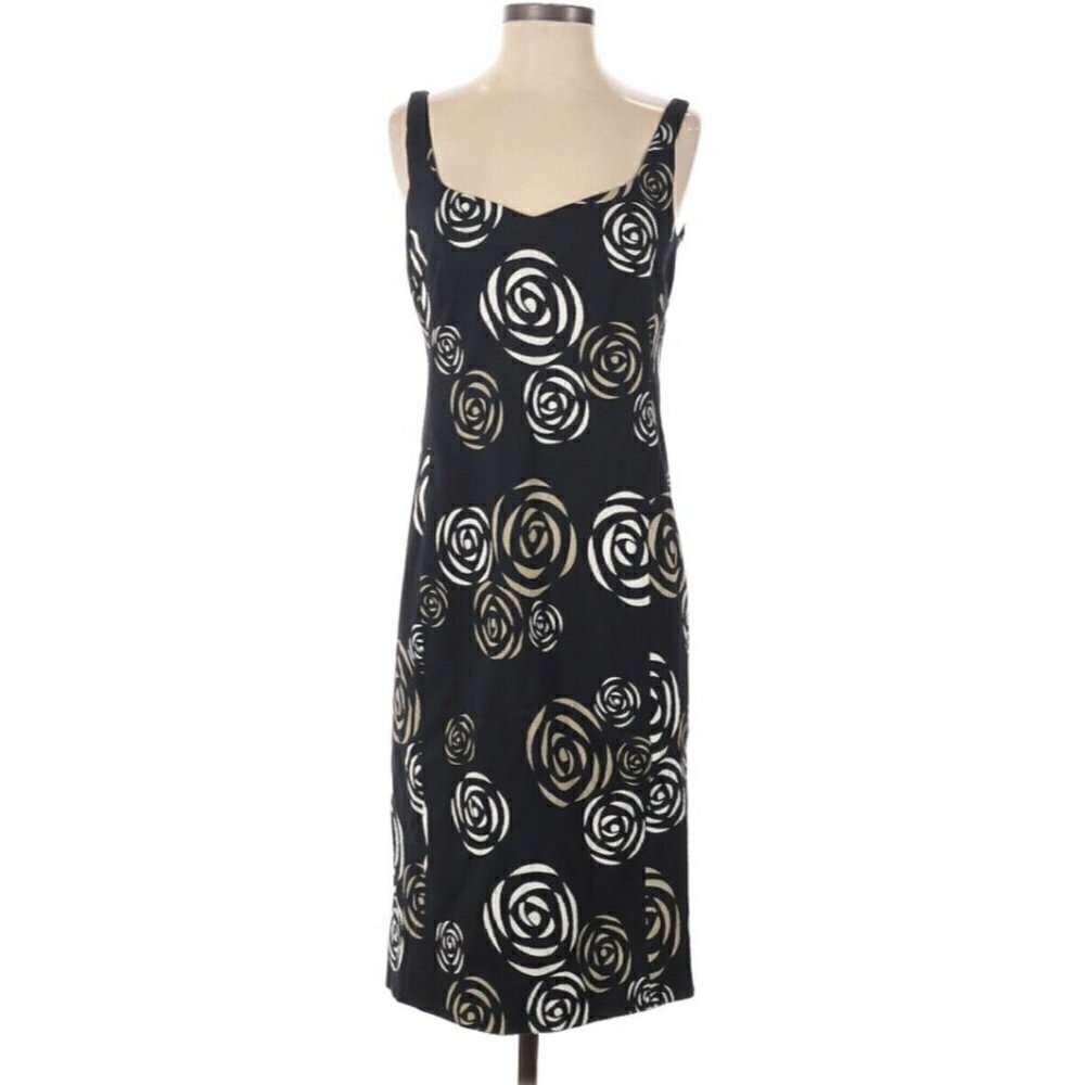 Vintage Carlisle Women’s 4 Black Sleeveless Dress Geometric Embroidered Design
